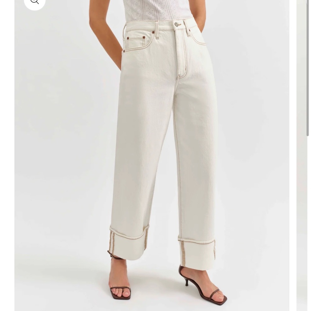 Stylish Cream Wide-Leg Jeans